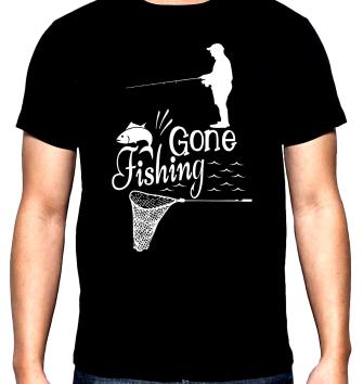 Gone fishing, men's  t-shirt, 100% cotton, S to 5XL