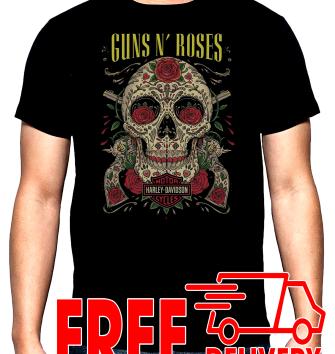 Guns and Roses, Harley Davidson, men's t-shirt, 100% cotton, S to 5XL
