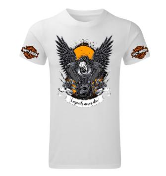 Harley Davidson, men's  white t-shirt, 100% cotton, S to 5XL