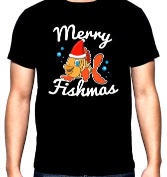 Merry fishmas, men's  t-shirt, 100% cotton, S to 5XL