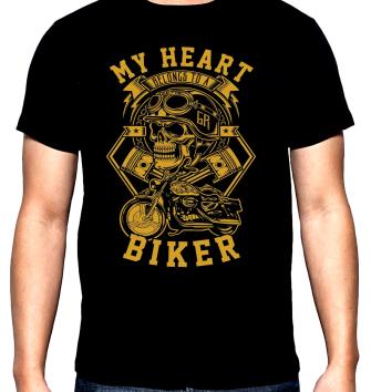 My heart belongs to a biker, men's t-shirt, 100% cotton, S to 5XL