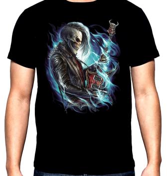 Skelleton, punk metal, guitar, men's  t-shirt, 100% cotton, S to 5XL