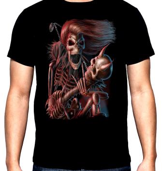 Skelleton, heavy metal, guitar, men's  t-shirt, 100% cotton, S to 5XL