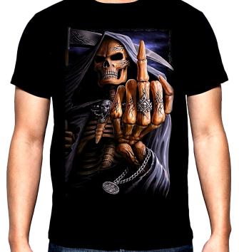 Skelleton, middle finger, men's  t-shirt, 100% cotton, S to 5XL