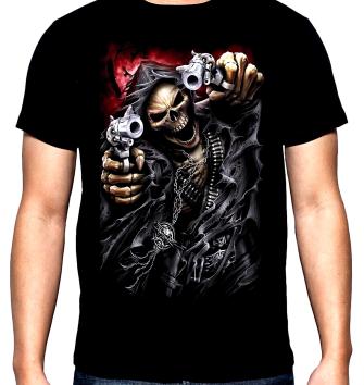 Skelleton with guns, men's  t-shirt, 100% cotton, S to 5XL