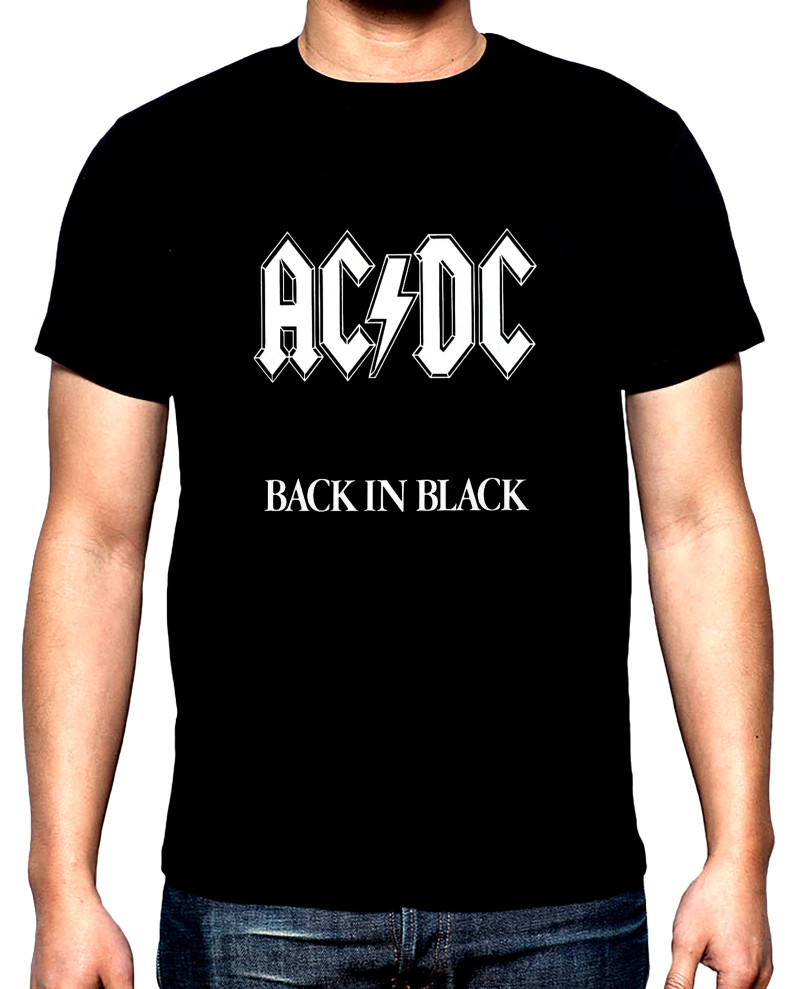 T-SHIRTS AC DC, Back in black, men's t-shirt, 100% cotton, S to 5XL
