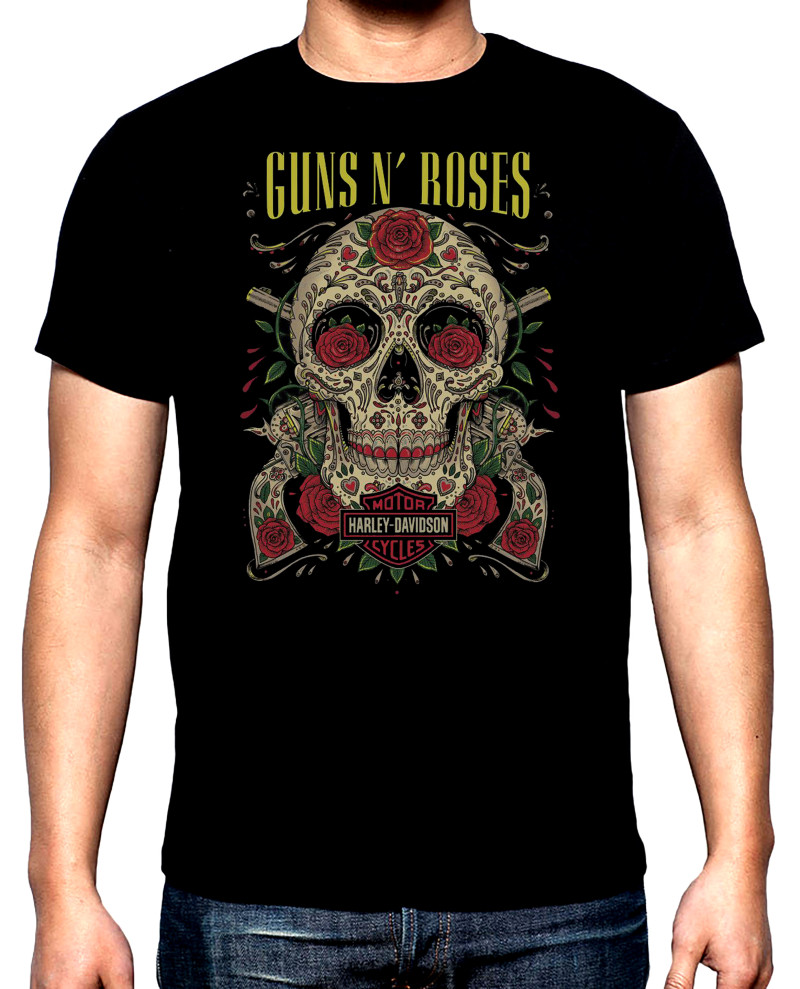 T-SHIRTS Guns and Roses, Harley Davidson, men's t-shirt, 100% cotton, S to 5XL