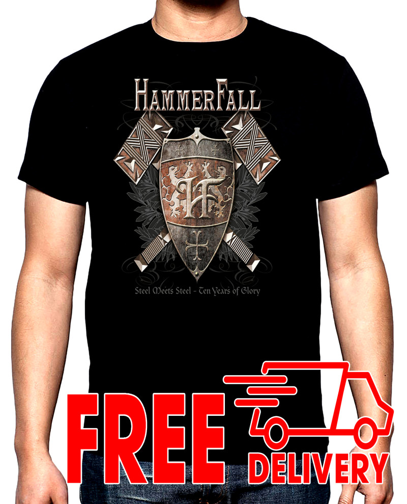 T-SHIRTS Hammerfall, Steel Meets Steel-Ten Years of Glory, men's t-shirt, 100% cotton, S to 5XL