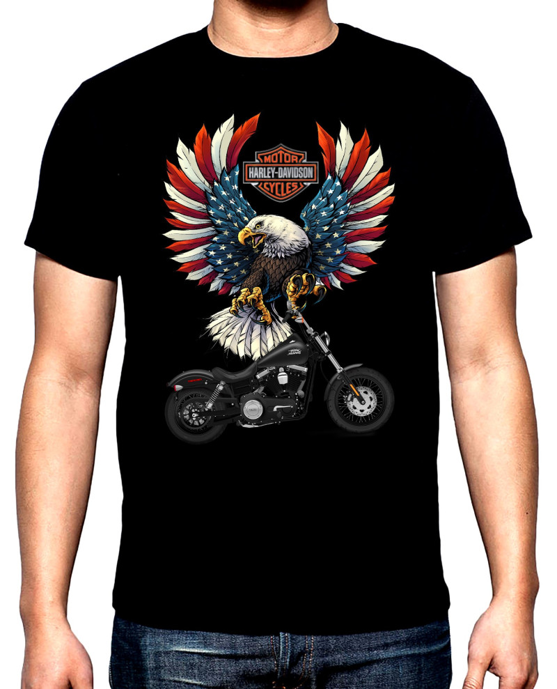 T-SHIRTS Harley Davidson, eagle, motorbike, men's  t-shirt, 100% cotton, S to 5XL
