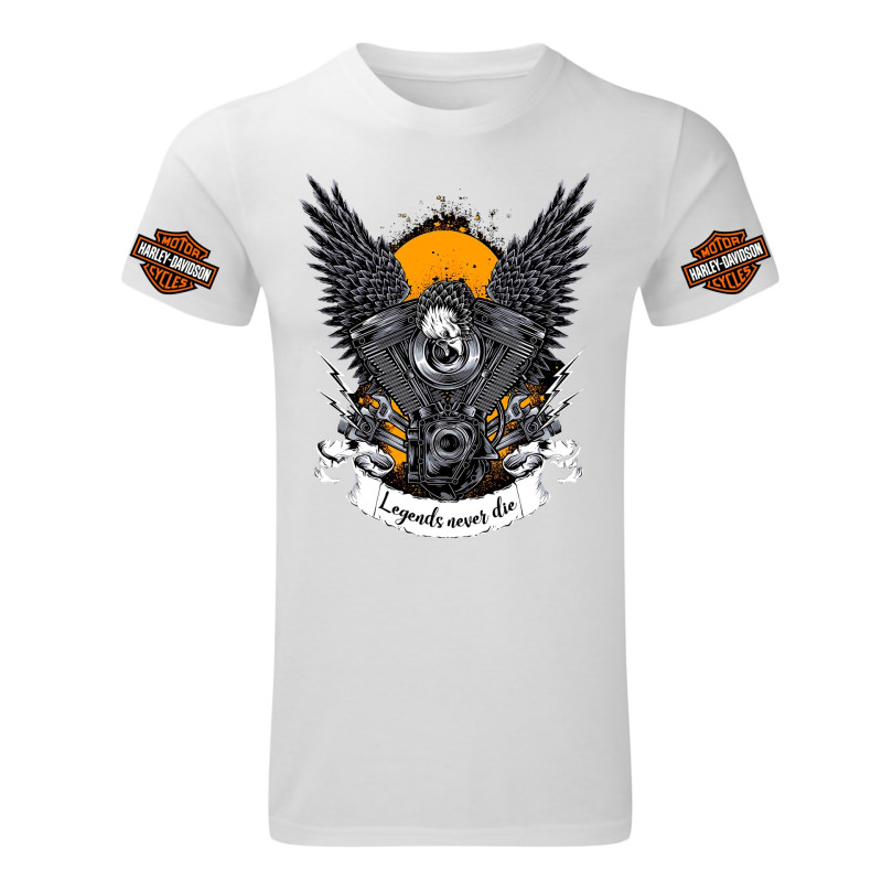 T-SHIRTS Harley Davidson, men's  white t-shirt, 100% cotton, S to 5XL