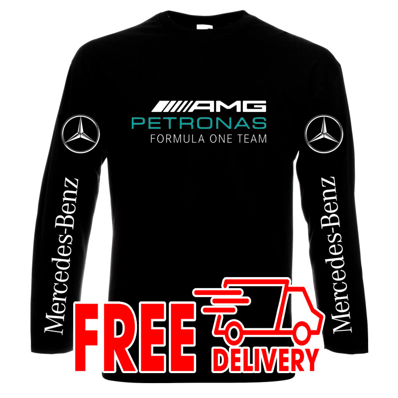 LONG SLEEVE T-SHIRTS Mercedes Benz, AMG, Petronas, formula one team, men's long sleeve t-shirt, 100% cotton, S to 5XL
