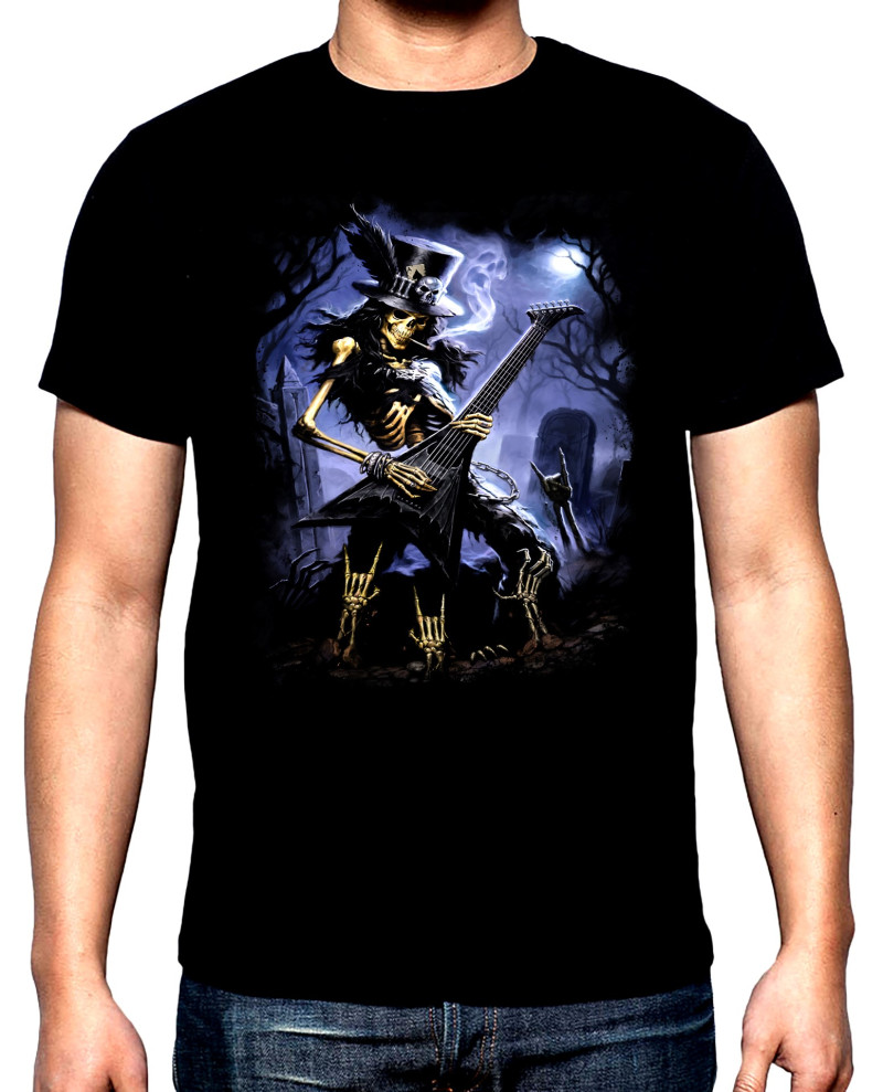 T-SHIRTS Skelleton with a guitar, men's  t-shirt, 100% cotton, S to 5XL