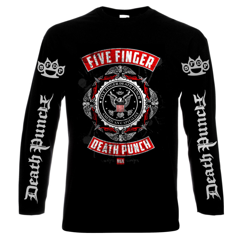 LONG SLEEVE T-SHIRTS Five Finger Death Punch, American capitalist, men's long sleeve t-shirt, 100% cotton, S to 5XL